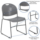 SINGLEWAVE Series 880 lb. Capacity Gray Ultra-Compact Stack Chair with Black Powder Coated Frame