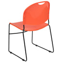 SINGLEWAVE Series 880 lb. Capacity Orange Ultra-Compact Stack Chair with Black Powder Coated Frame
