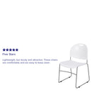 SINGLEWAVE Series 880 lb. Capacity White Ultra-Compact Stack Chair with Silver Powder Coated Frame