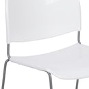 SINGLEWAVE Series 880 lb. Capacity White Ultra-Compact Stack Chair with Silver Powder Coated Frame