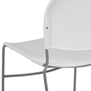 SINGLEWAVE Series 880 lb. Capacity White Ultra-Compact Stack Chair with Silver Powder Coated Frame