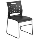 SINGLEWAVE Series 881 lb. Capacity Black Sled Base Stack Chair with Air-Vent Back