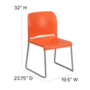 SINGLEWAVE Series 880 lb. Capacity Orange Full Back Contoured Stack Chair with Gray Powder Coated Sled Base