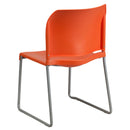 SINGLEWAVE Series 880 lb. Capacity Orange Full Back Contoured Stack Chair with Gray Powder Coated Sled Base