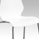 SINGLEWAVE Series 770 lb. Capacity White Stack Chair with Lumbar Support and Silver Frame
