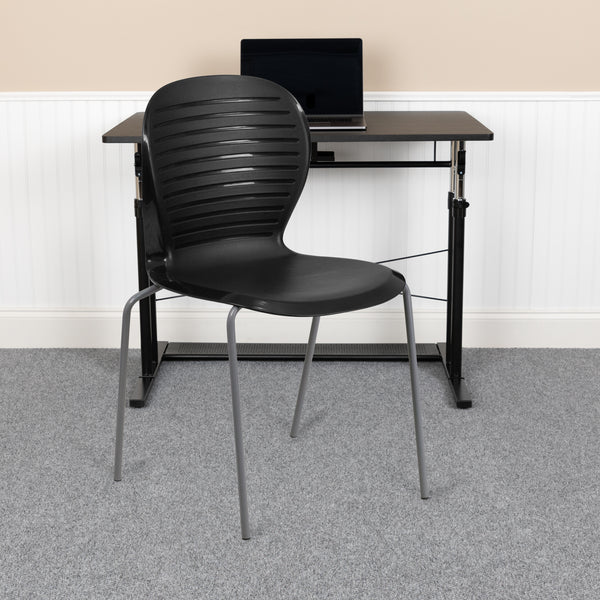 SINGLEWAVE Series 551 lb. Capacity Black Stack Chair