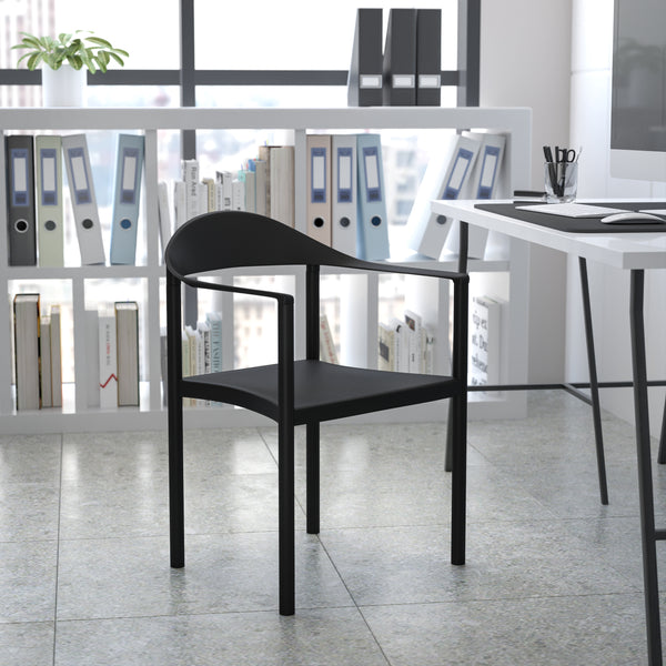 SINGLEWAVE Series 1000 lb. Capacity Black Plastic Cafe Stack Chair