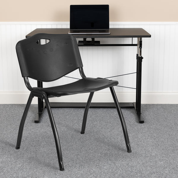 SINGLEWAVE Series 880 lb. Capacity Black Plastic Stack Chair