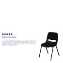 SINGLEWAVE Series 880 lb. Capacity Black Padded Ergonomic Shell Stack Chair with Black Frame