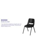 SINGLEWAVE Series 880 lb. Capacity Black Ergonomic Shell Stack Chair with Black Frame