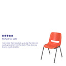 SINGLEWAVE Series 880 lb. Capacity Orange Ergonomic Shell Stack Chair with Gray Frame