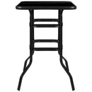 27.5" Square Black Tempered Glass Bar Height Metal Patio Bar Table