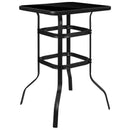 Outdoor Dining Set - 2-Person Bistro Set - Outdoor Glass Bar Table with Black All-Weather Patio Stools