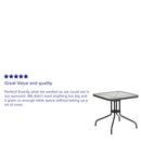 28'' Square Tempered Glass Metal Table with Gray Rattan Edging