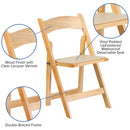 SINGLEWAVE Series Natural Wood Folding Chair with Vinyl Padded Seat