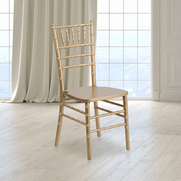 SINGLEWAVE Series Gold Wood Chiavari Chair