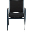 SINGLEWAVE Series Heavy Duty Black Dot Fabric Stack Chair with Arms
