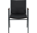 SINGLEWAVE Series Heavy Duty Black Vinyl Stack Chair with Arms