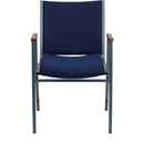 SINGLEWAVE Series Heavy Duty Navy Blue Dot Fabric Stack Chair with Arms
