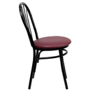 SINGLEWAVE Series Fan Back Metal Chair - Burgundy Vinyl Seat