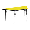 22.5''W x 45''L Trapezoid Yellow HP Laminate Activity Table - Height Adjustable Short Legs