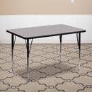 30''W x 72''L Rectangular Grey Thermal Laminate Activity Table - Standard Height Adjustable Legs