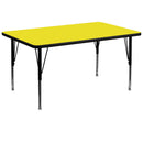 36''W x 72''L Rectangular Yellow HP Laminate Activity Table - Height Adjustable Short Legs