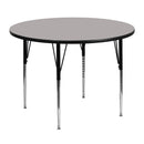 48'' Round Grey HP Laminate Activity Table - Standard Height Adjustable Legs