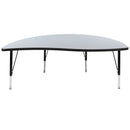 60" Half Circle Wave Flexible Collaborative Grey Thermal Laminate Activity Table - Height Adjustable Short Legs
