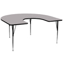 60''W x 66''L Horseshoe Grey Thermal Laminate Activity Table - Standard Height Adjustable Legs