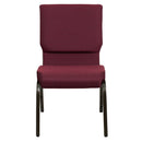 SINGLEWAVE Series 18.5''W Stacking Church Chair in Burgundy Patterned Fabric - Gold Vein Frame