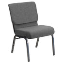 SINGLEWAVE Series 21''W Stacking Church Chair in Gray Fabric - Silver Vein Frame