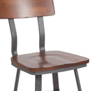 Flint Series Rustic Walnut Restaurant Chair with Wood Seat & Back and Gray Powder Coat Frame
