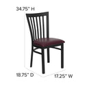 SINGLEWAVE Series Black School House Back Metal Restaurant Chair - Burgundy Vinyl Seat