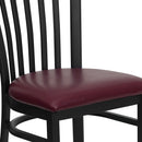 SINGLEWAVE Series Black School House Back Metal Restaurant Chair - Burgundy Vinyl Seat
