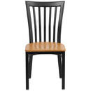 SINGLEWAVE Series Black School House Back Metal Restaurant Chair - Natural Wood Seat