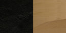 SINGLEWAVE Series Vertical Slat Back Natural Wood Restaurant Chair - Black Vinyl Seat