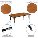 76" Oval Wave Flexible Laminate Activity Table Set with 14" Student Stack Chairs, Oak/Black