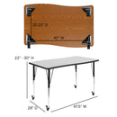Mobile 76" Oval Wave Flexible Laminate Activity Table Set with 18" Student Stack Chairs, Grey/Black