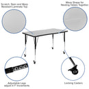 Mobile 76" Oval Wave Flexible Laminate Activity Table Set with 18" Student Stack Chairs, Grey/Black