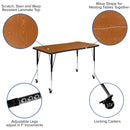 Mobile 76" Oval Wave Flexible Laminate Activity Table Set with 18" Student Stack Chairs, Oak/Black