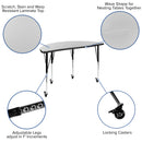 Mobile 47.5" Circle Wave Flexible Laminate Activity Table Set with 18" Student Stack Chairs, Grey/Black