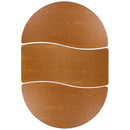 3 Piece 86" Oval Wave Flexible Oak Thermal Laminate Activity Table Set - Height Adjustable Short Legs