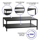 Outdoor 2 Tier Patio Coffee Table Commercial Grade Black Coffee Table for Deck, Porch, or Poolside - Steel Square Leg Frame