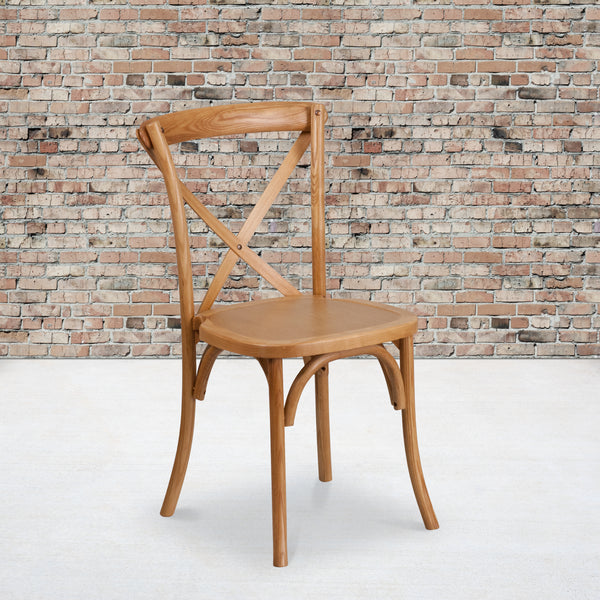 SINGLEWAVE Series Stackable Oak Wood Cross Back Chair