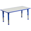 23.625''W x 47.25''L Rectangular Blue Plastic Height Adjustable Activity Table with Grey Top