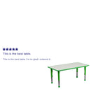 23.625''W x 47.25''L Rectangular Green Plastic Height Adjustable Activity Table with Grey Top