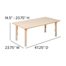23.625"W x 47.25"L Rectangular Natural Plastic Height Adjustable Activity Table