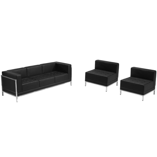 SINGLEWAVE Imagination Series Black LeatherSoft Sofa & Chair Set