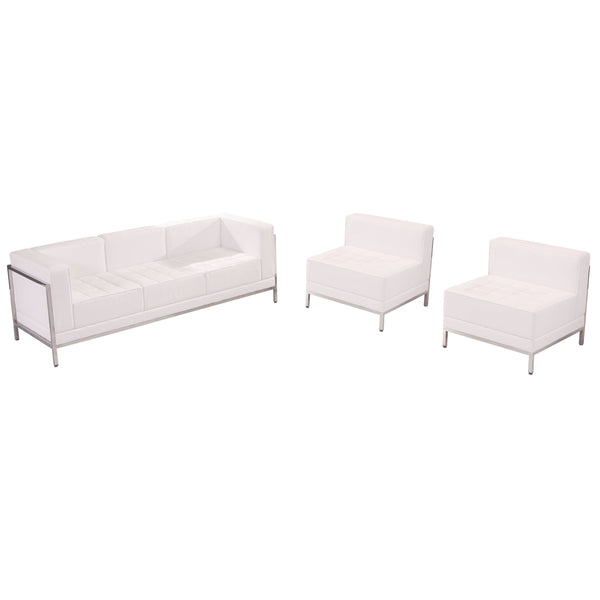SINGLEWAVE Imagination Series Melrose White LeatherSoft Sofa & Chair Set
